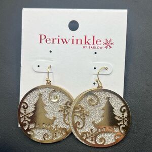 Periwinkle by Barlow Festive Winter Scene Gold and Silver Dangle Earrings